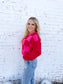 Multicolor Checkered Pattern Heart Detail Textured Sweater