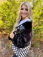Feels like Home Checkerboard Faux Fur and Leather Jacket