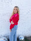 Multicolor Checkered Pattern Heart Detail Textured Sweater