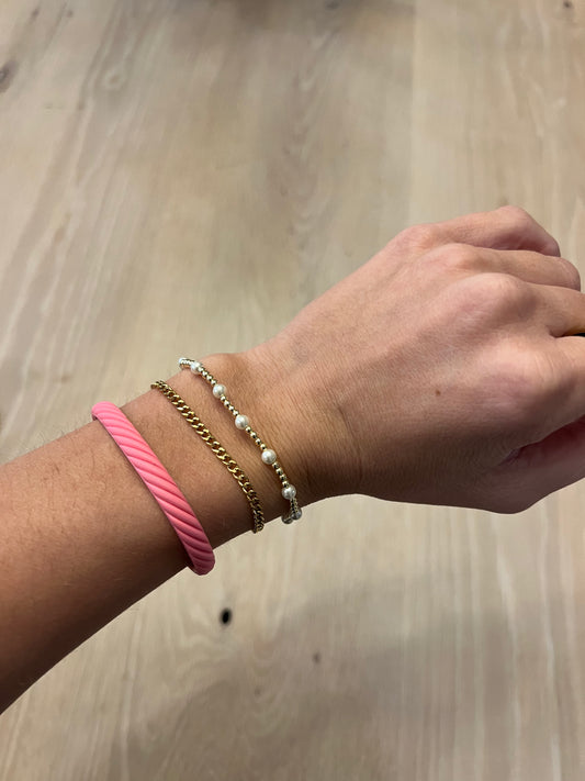 Pearl and Gold Ball Bracelet