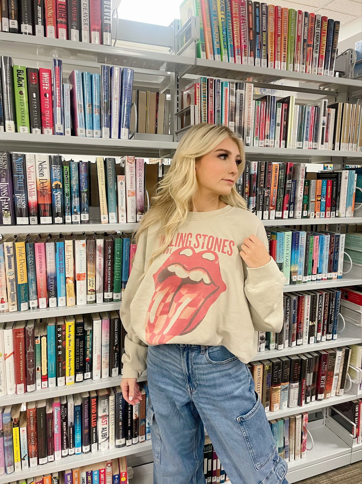 Rolling Stones Zip Code Sand Thrifted Graphic Sweatshirt