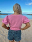 Pink Bow Front V-Neck Puff Sleeve Sweater Top