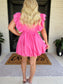 woman wearing pink bubble dress 