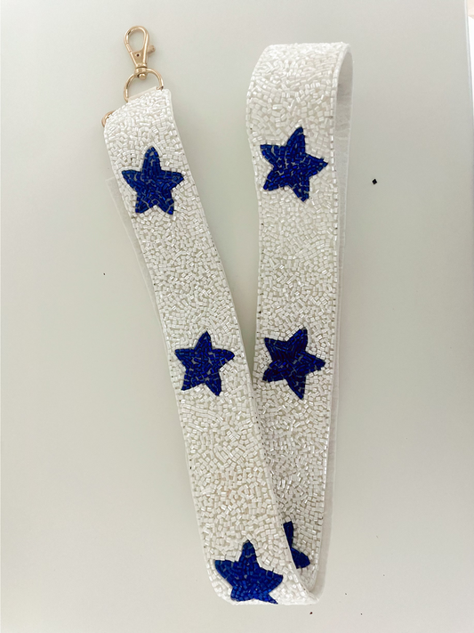 White/Blue Star Beaded Strap